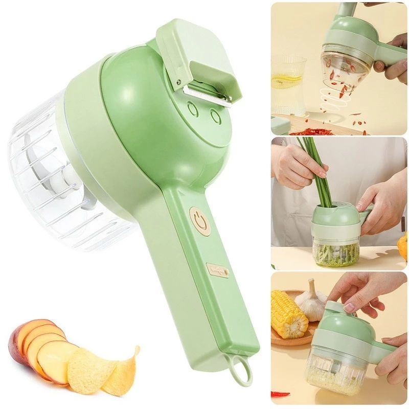 4 in 1 electric Mini handheld Food Vegetable Chopper Slicer Fruit Cheese Grater Vegetable Salad Cutter