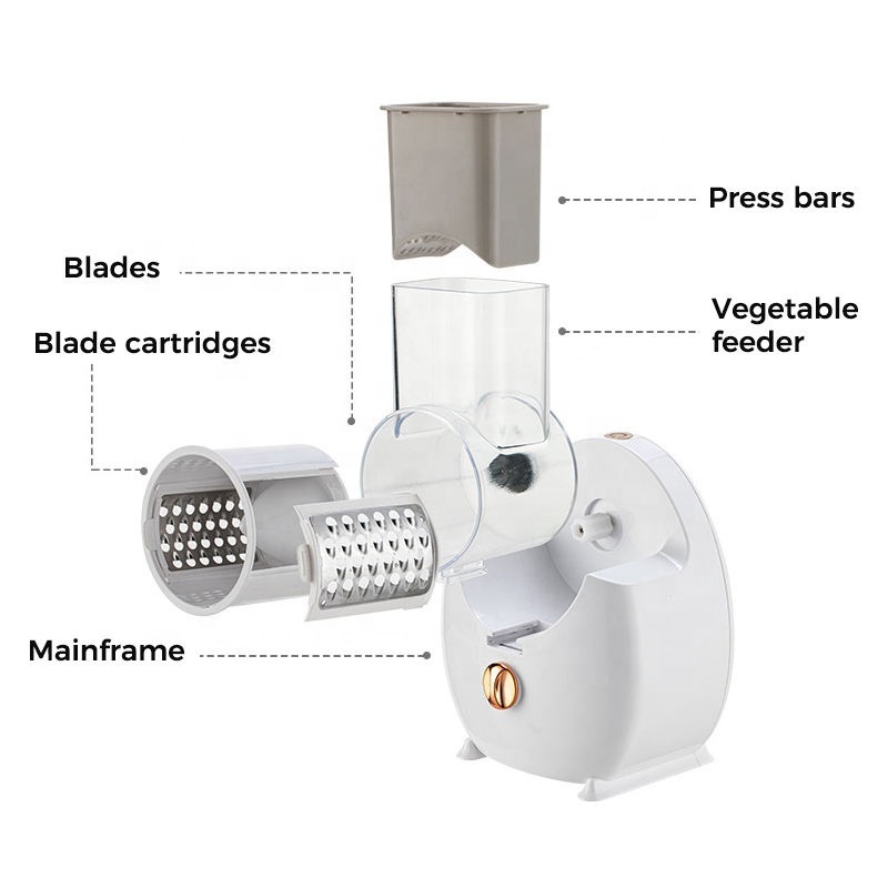 Kitchen 3 In 1 Electric Drum Rotary Cheese Grater Round Mandoline Vegetable Cutter/Slicer/Chopper Safe Food Grinder