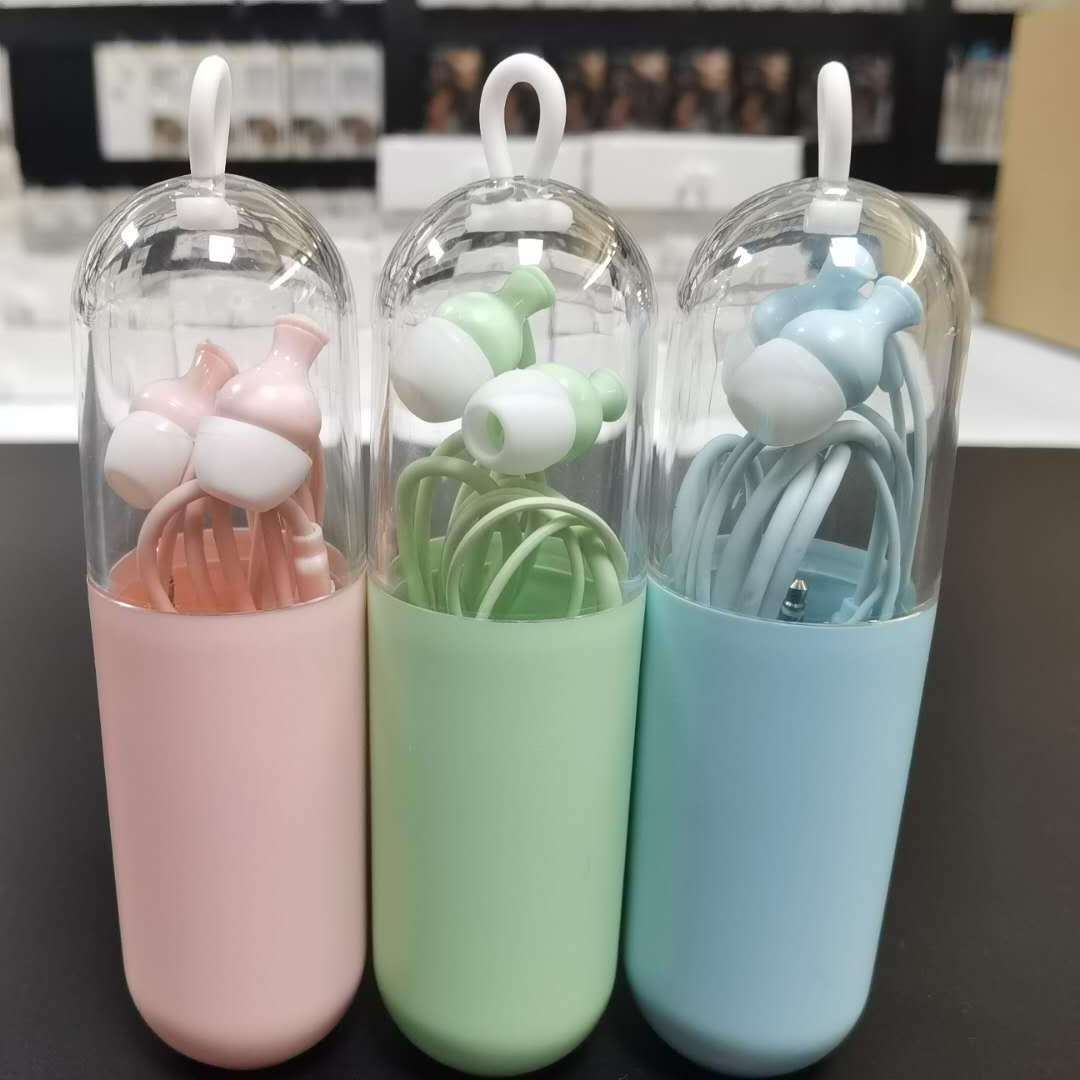 cute  wired transparent retail package  earphone headphones headset  earphone macaron