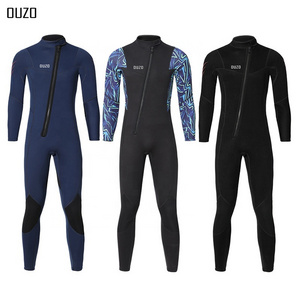 OUZO 3mm wetsuit men's long-sleeved one-piece thickened cold-proof snorkeling diving suit surfing suit winter swimming suit