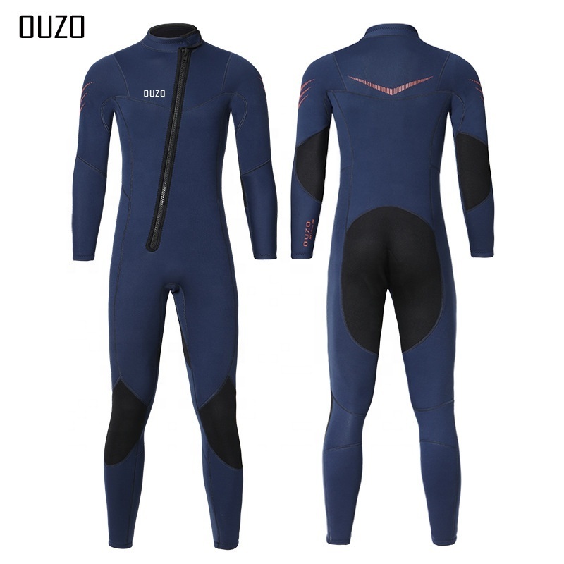 OUZO 3mm wetsuit men's long-sleeved one-piece thickened cold-proof snorkeling diving suit surfing suit winter swimming suit