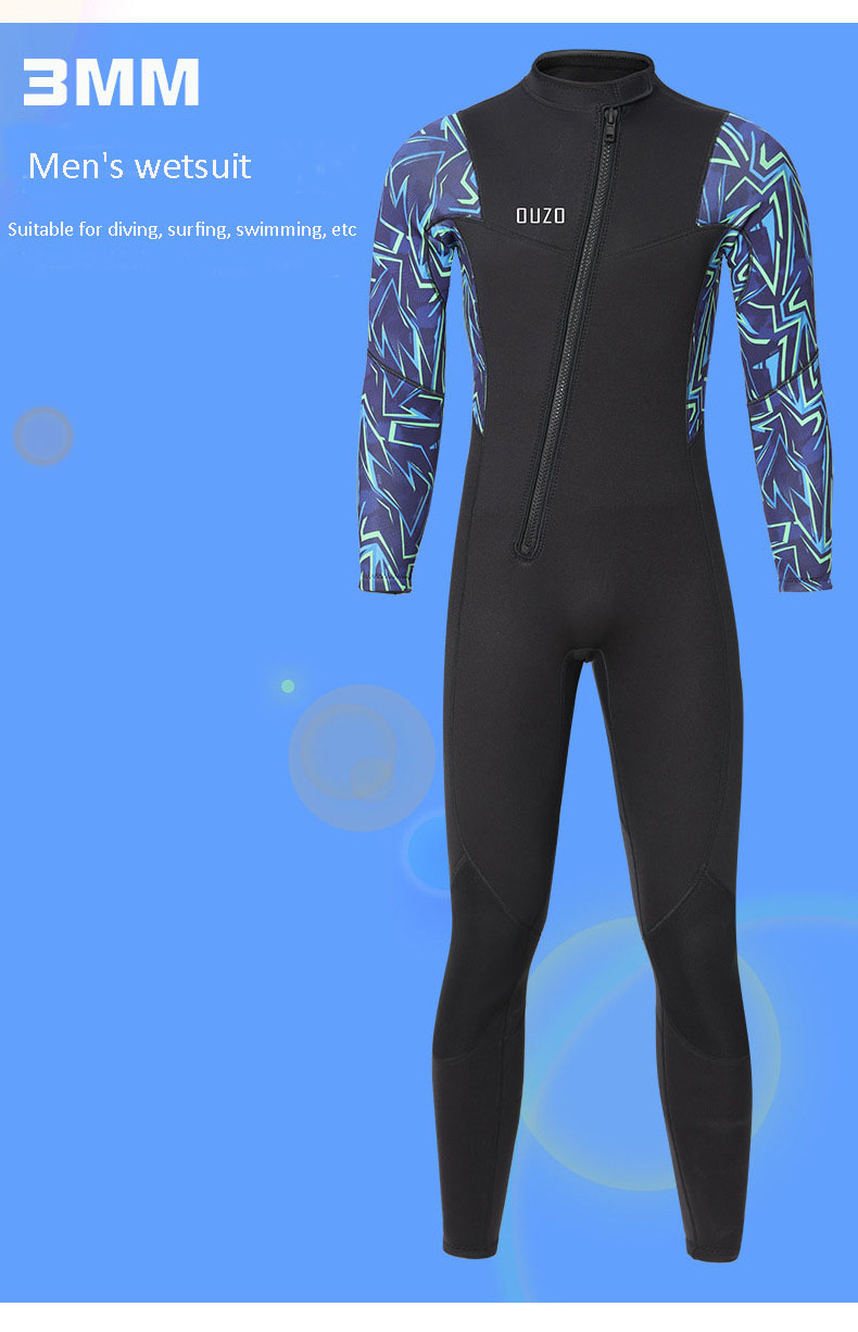 Men 3mm Neoprene Wetsuits One Piece Long Sleeve Couple Surf Dive Wear Hoodless Back Zip Surfing Scuba Diving Suit