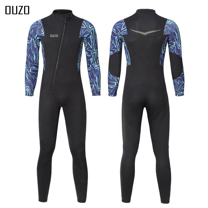 OUZO 3mm wetsuit men's long-sleeved one-piece thickened cold-proof snorkeling diving suit surfing suit winter swimming suit