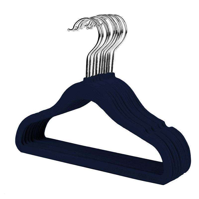 XIQI Wholesale Velvet Hanger 50 Pack Space Save Non-slip Padded Hook Flocked Velvet Coat Hanger White