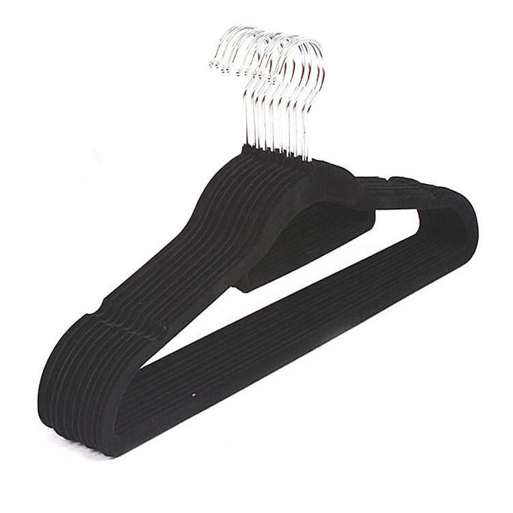 XIQI High Quality Space Saving Velvet Clothes Hook Flocked Velvet Shirt Coat Kids Clothes Hangers Velvet