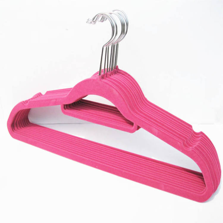 XIQI High Quality Space Saving Velvet Clothes Hook Flocked Velvet Shirt Coat Kids Clothes Hangers Velvet