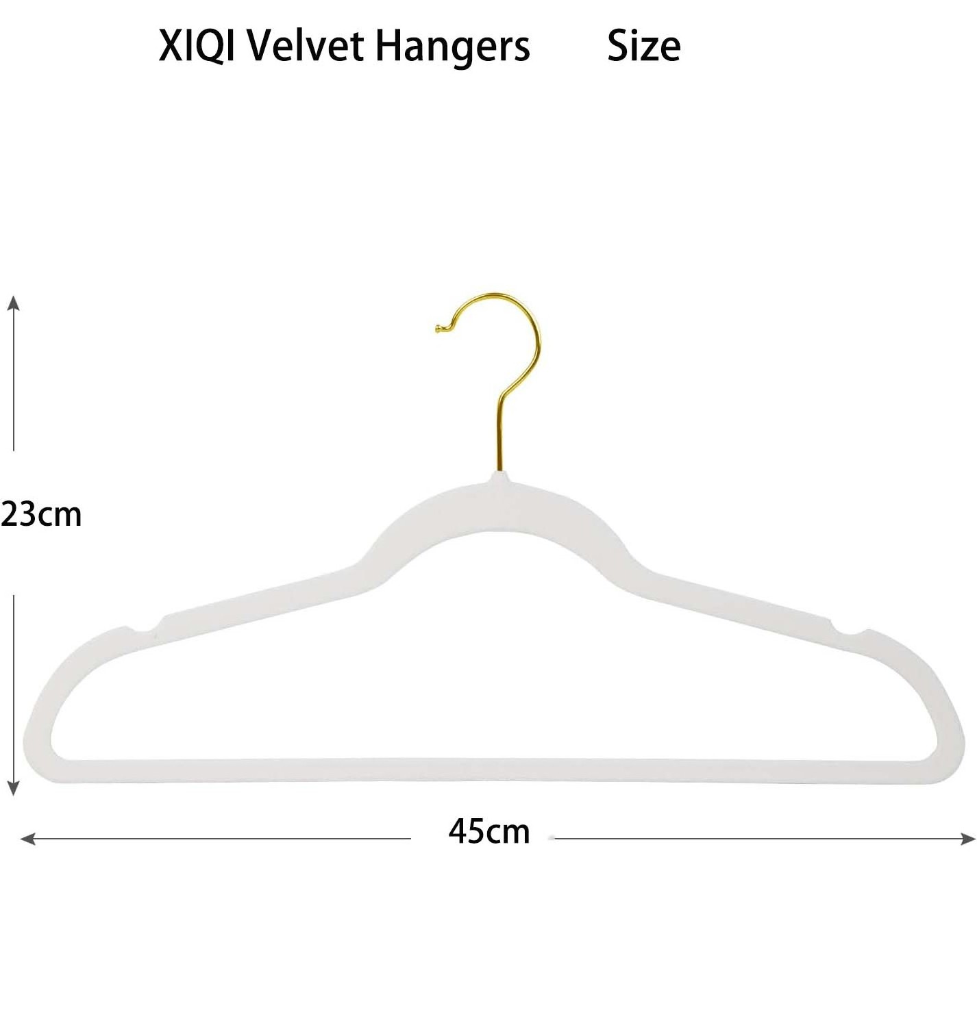 Velvet non-slip white hangers ultra-thin hangers with 360 degree rotating gold plated hooks