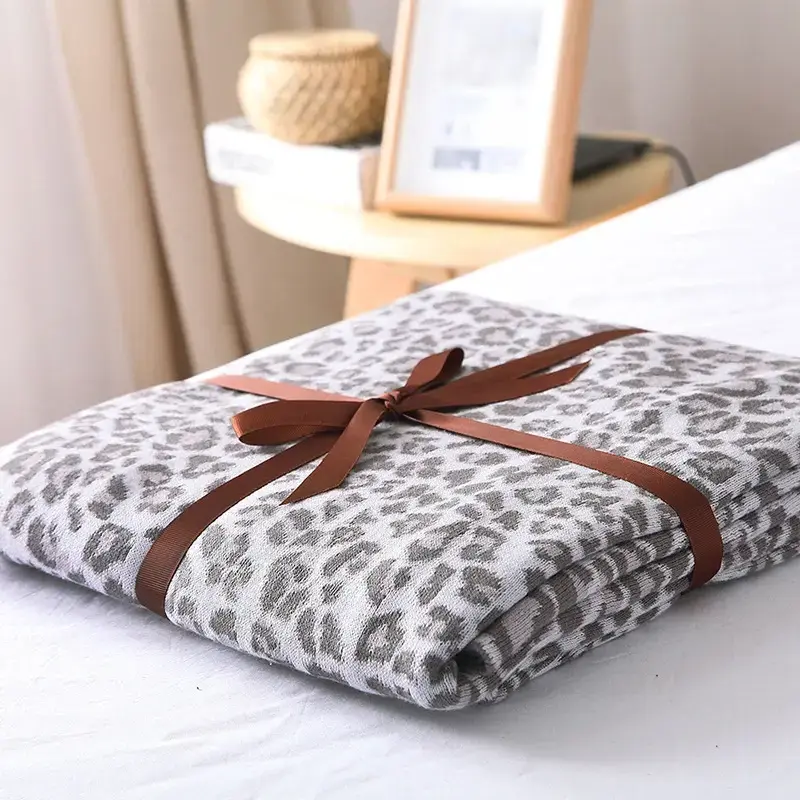 Wholesale Nordic Cotton American Leopard Knitted Wool Blanket