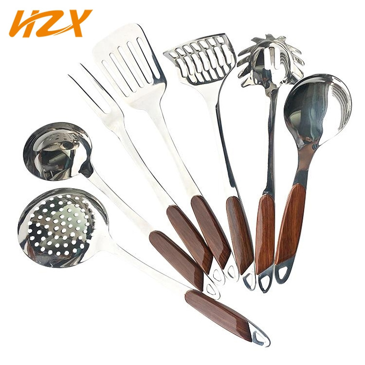 kitchen utensils set soup ladle ustensiles de cuisine en inox stainless steel kitchen cooking utensils sets with plastic handle