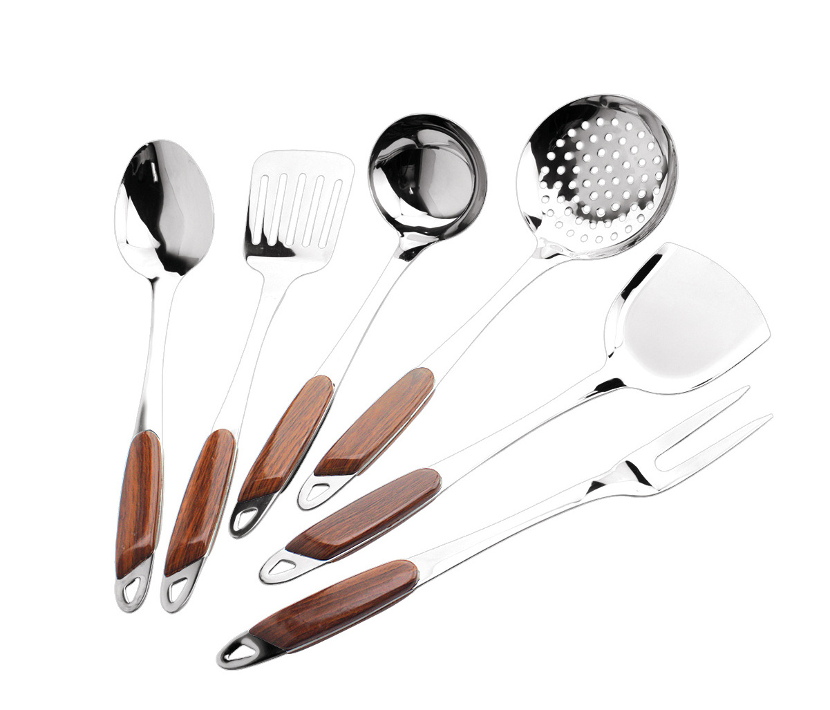 kitchen utensils set soup ladle ustensiles de cuisine en inox stainless steel kitchen cooking utensils sets with plastic handle