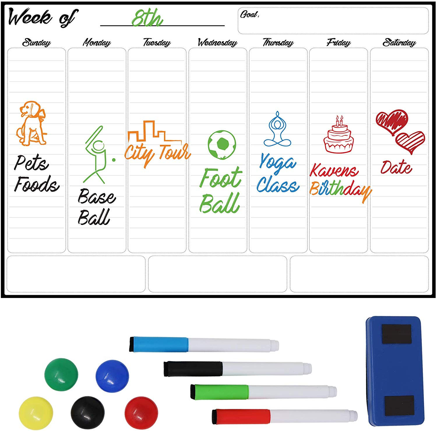 Wholesales Clear 5mm Monthly Weekly Magnetic To Do List Dry Erase White Board Magnetic Planner For Fridge