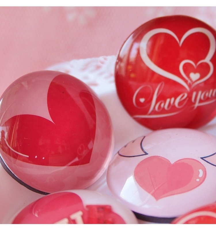 Custom Shape 3d Glass Heart fridge magnet for Refrigerator Stickers