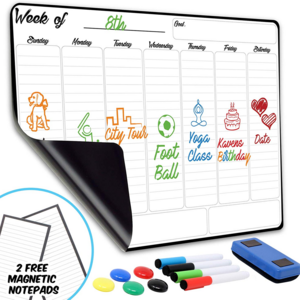 Wholesales Clear 5mm Monthly Weekly Magnetic To Do List Dry Erase White Board Magnetic Planner For Fridge