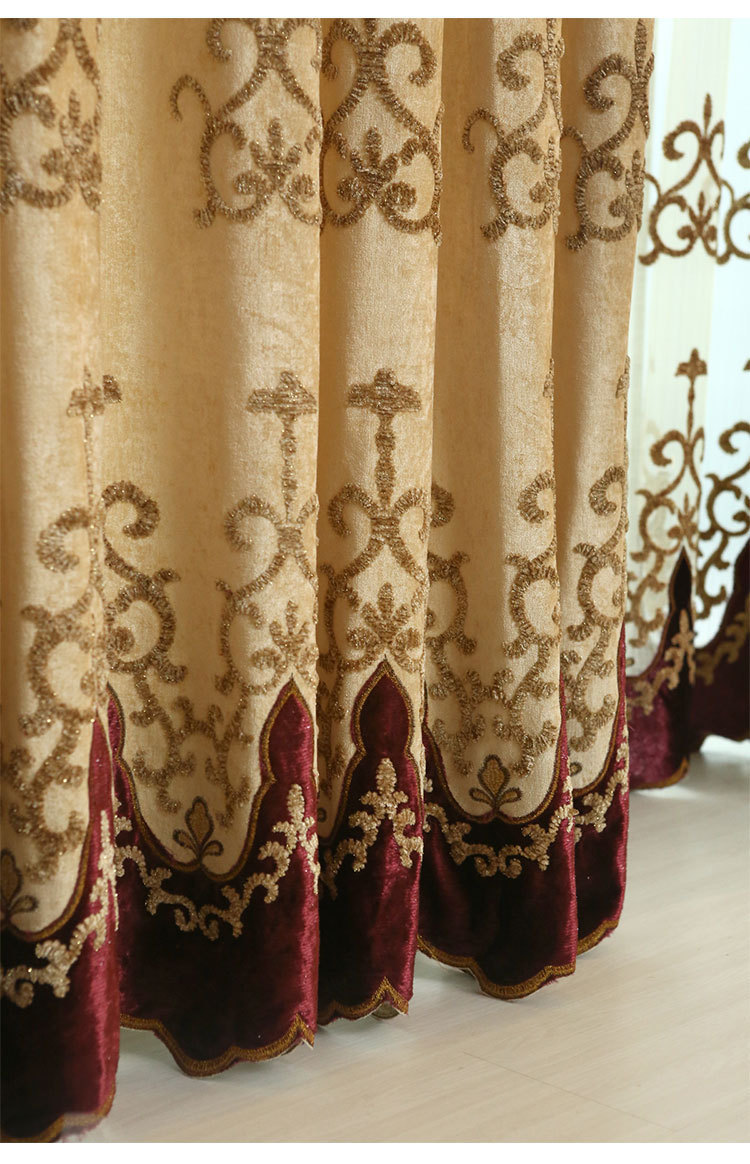 W-044 BDZN Luxury European Style Blackout Double layer velvet embroidery Curtain for the Living Room