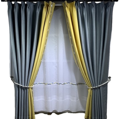 Living room hotel bedroom curtains Deluxe embroidered patchwork color curtain Double color curtain