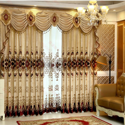 W-044 BDZN Luxury European Style Blackout Double layer velvet embroidery Curtain for the Living Room