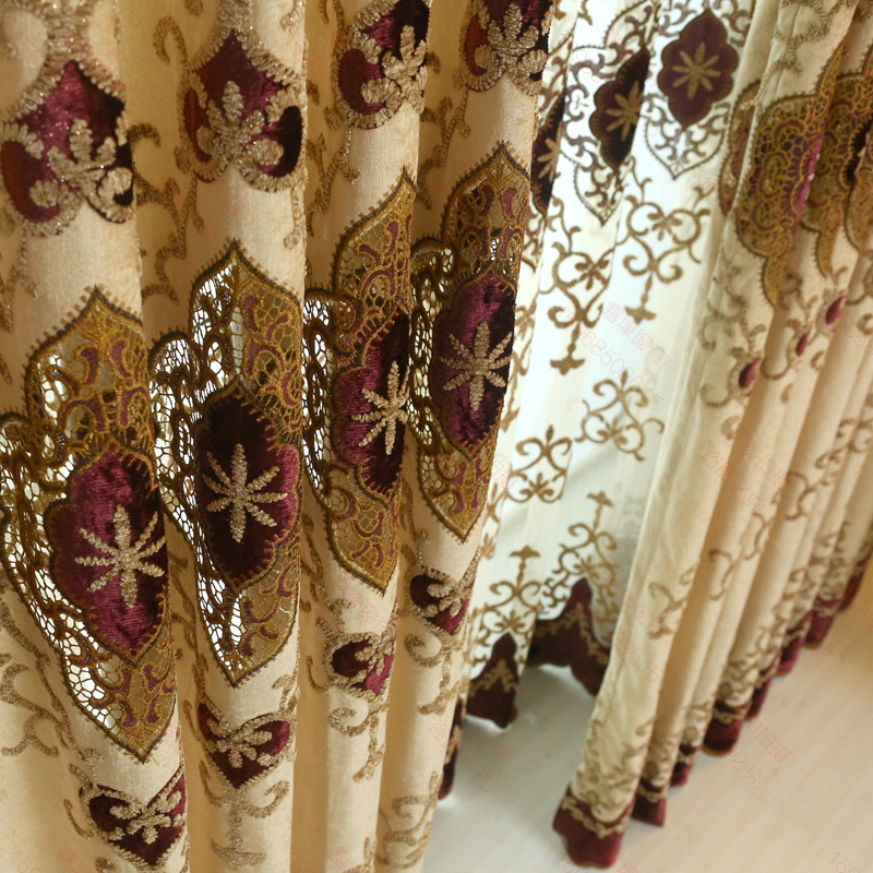 W-044 BDZN Luxury European Style Blackout Double layer velvet embroidery Curtain for the Living Room