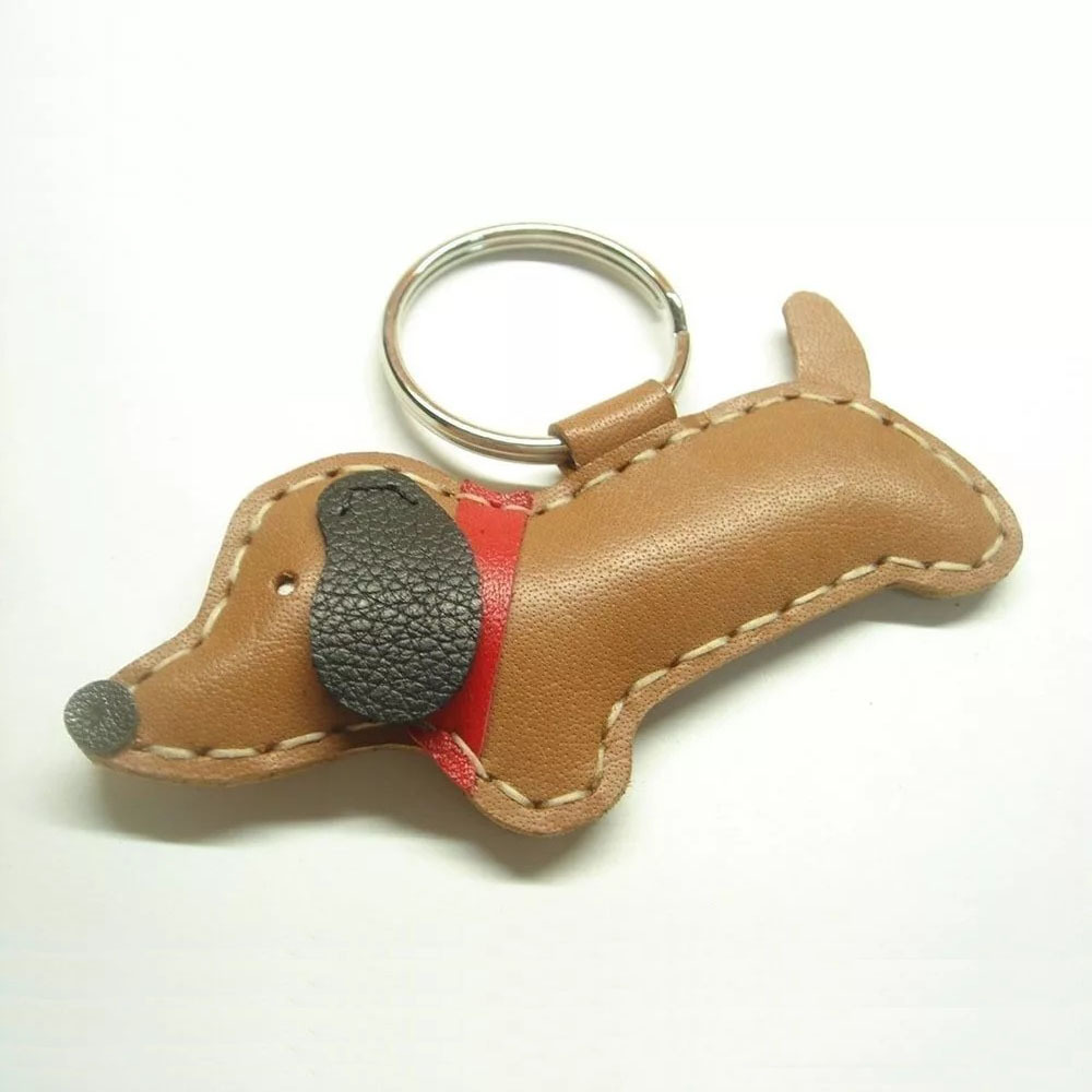 custom make leather keychain animal stuffed plush keychain