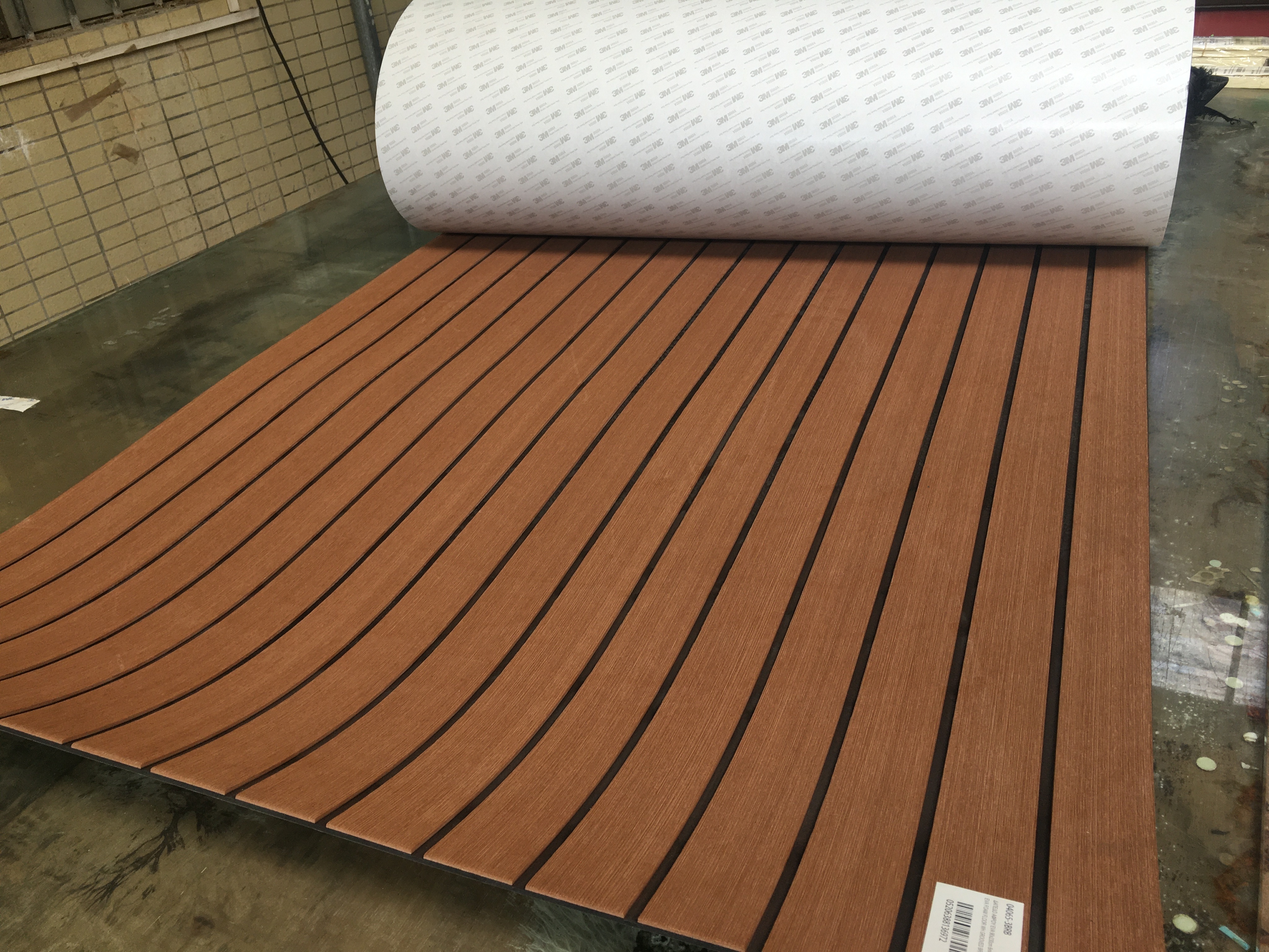 Free sample custom 3m self adhesive kayak camo non skid teak boat decking faux teak eva foam boat marine flooring