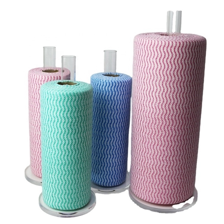 Viscose+ polyester kitchen disposable Kitchen Dish Cloth Paper Towel Roll Organic Washable Dish Cloths