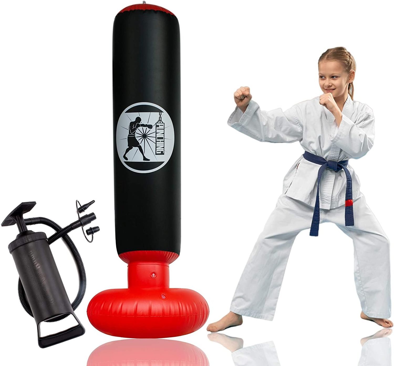 inflatable plastic toy taekwondo boxing punching bag for children and kids