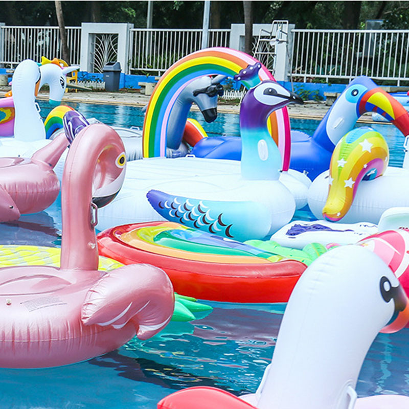 wholesale PVC  flamingos unicon large size floating mat inflatable animal pool float for beach swimming pool