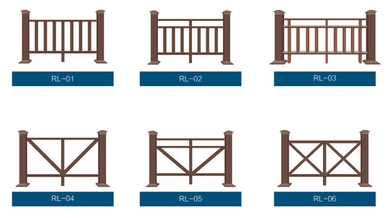 Modern Design WPC Exterior Balcony Railing with Engineered Wood Texture for Outdoor Use on Deck Stairs Villa Balustrades