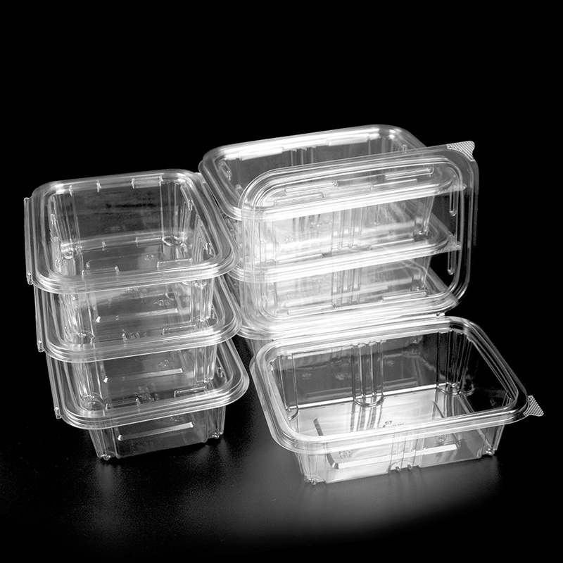 Hot Selling Factory Price Hinged Pet Plastic Folding Fruits Clear Box For Fresh Vegetable And Salad Container With Lid