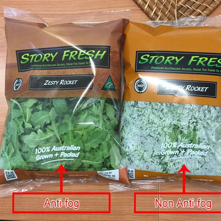 Transparent Plastic Fresh Lettuce Salad Fruits Pouches BOPP Anti Fog Leafy Vegetables Packaging Bags With Custom Printing Logo