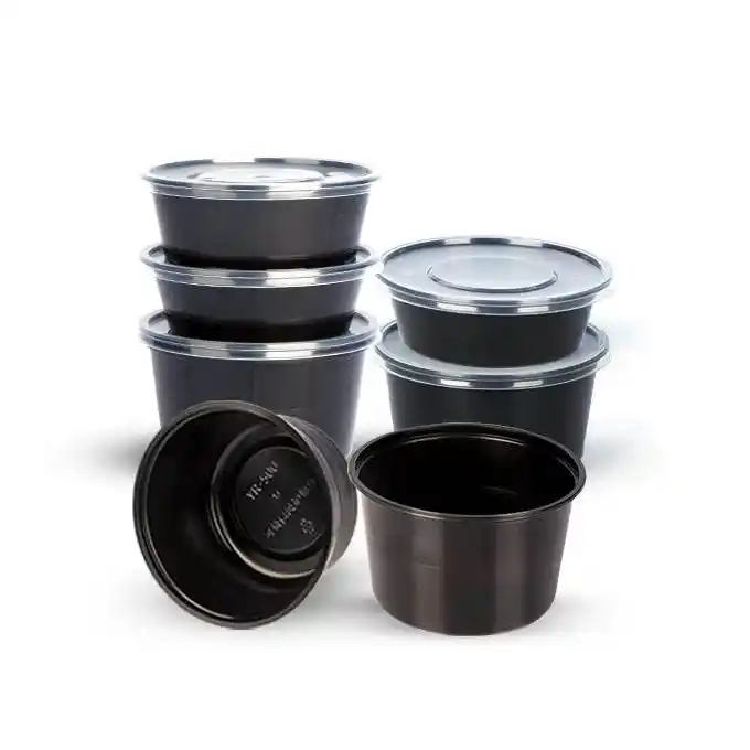 Restaurant To Go Black Disposable 280ml 300ml 500ml Round Dipping Sauce Container Pp Plastic Takeaway Food Deli Sauce Cups