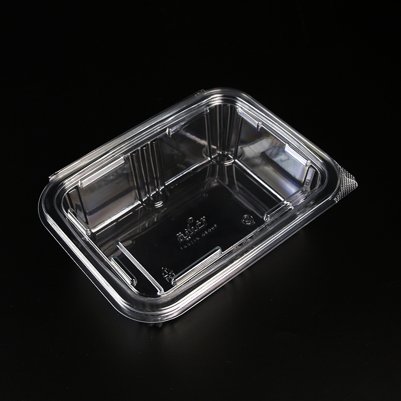 Hot Selling Factory Price Hinged Pet Plastic Folding Fruits Clear Box For Fresh Vegetable And Salad Container With Lid