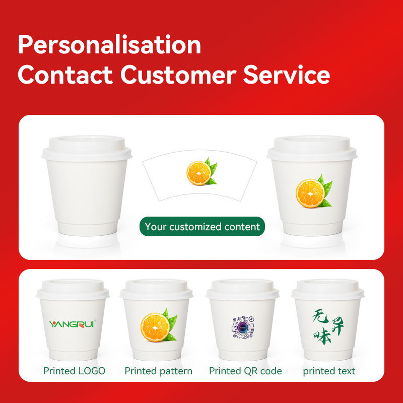 Custom Logo Ripple Wall Cup Printed Disposable Paper Coffee Cups With Lids