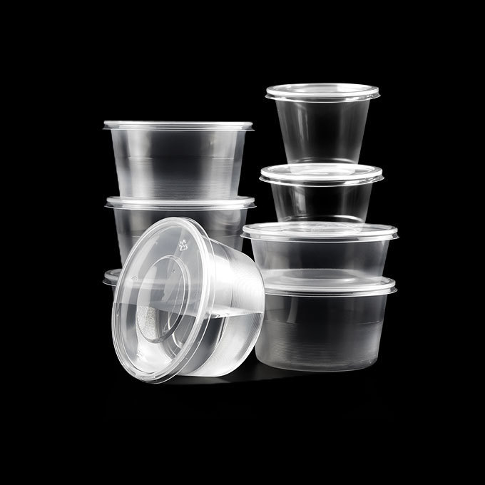 Restaurant To Go Black Disposable 280ml 300ml 500ml Round Dipping Sauce Container Pp Plastic Takeaway Food Deli Sauce Cups