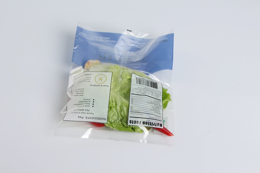 Transparent Plastic Fresh Lettuce Salad Fruits Pouches BOPP Anti Fog Leafy Vegetables Packaging Bags With Custom Printing Logo