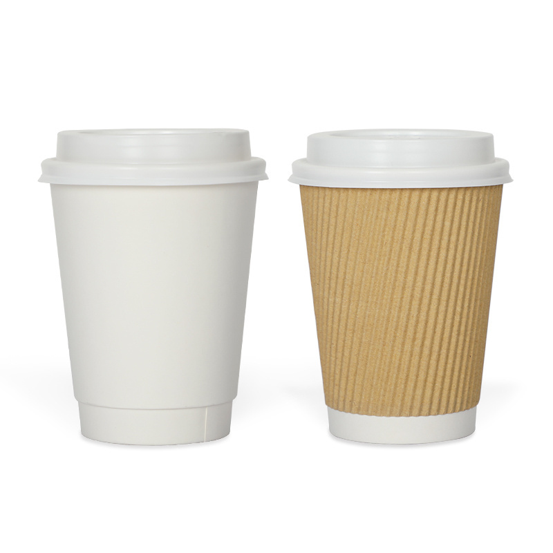 Multifunctional Triple Wall Ripple Paper For Tea Coffee Cups With Lid