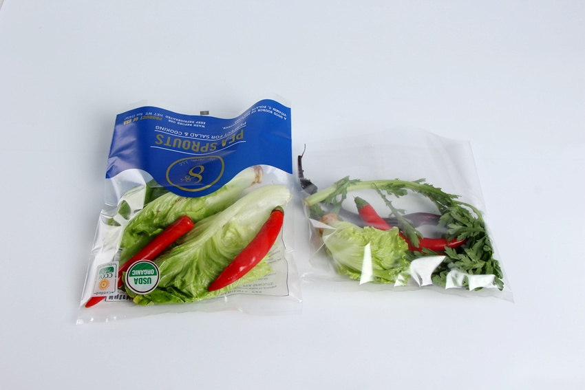 Transparent Plastic Fresh Lettuce Salad Fruits Pouches BOPP Anti Fog Leafy Vegetables Packaging Bags With Custom Printing Logo