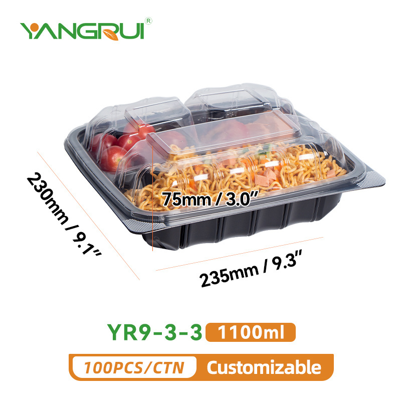 YangRui food containers manufacturers 9x9 dual color clamshell hinged food container restaurant to go takeaway lunch box