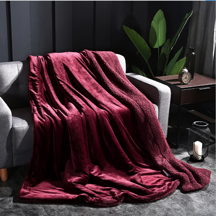 Wholesale Made Heavy Mink Flannel Blanket Micro Plush Fleece Sherpa Throw Blanket