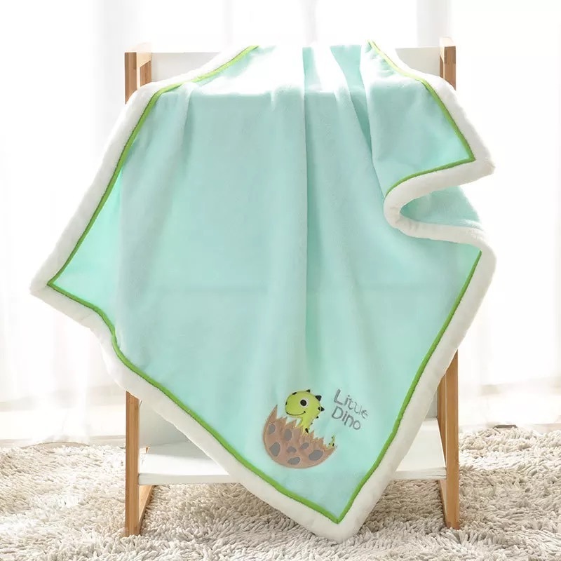 Embroidery Solid Micromink Coral Fleece Blanket Lamb Wool Baby Blanket Two Sided Mink Blanket For Baby