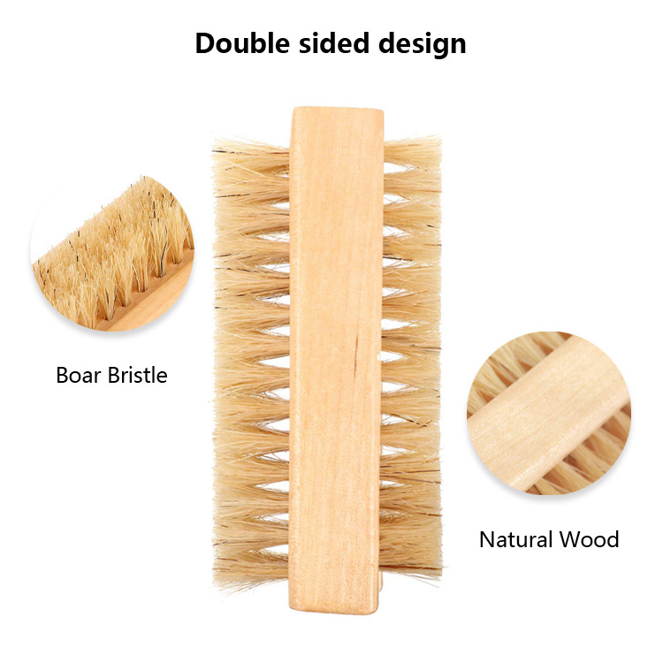 Nail Art Trimming Bristle Brush Wooden Double Sided Handle Nylon Bristle Manicure Pedicure Scrubbing Nail Bath Brush