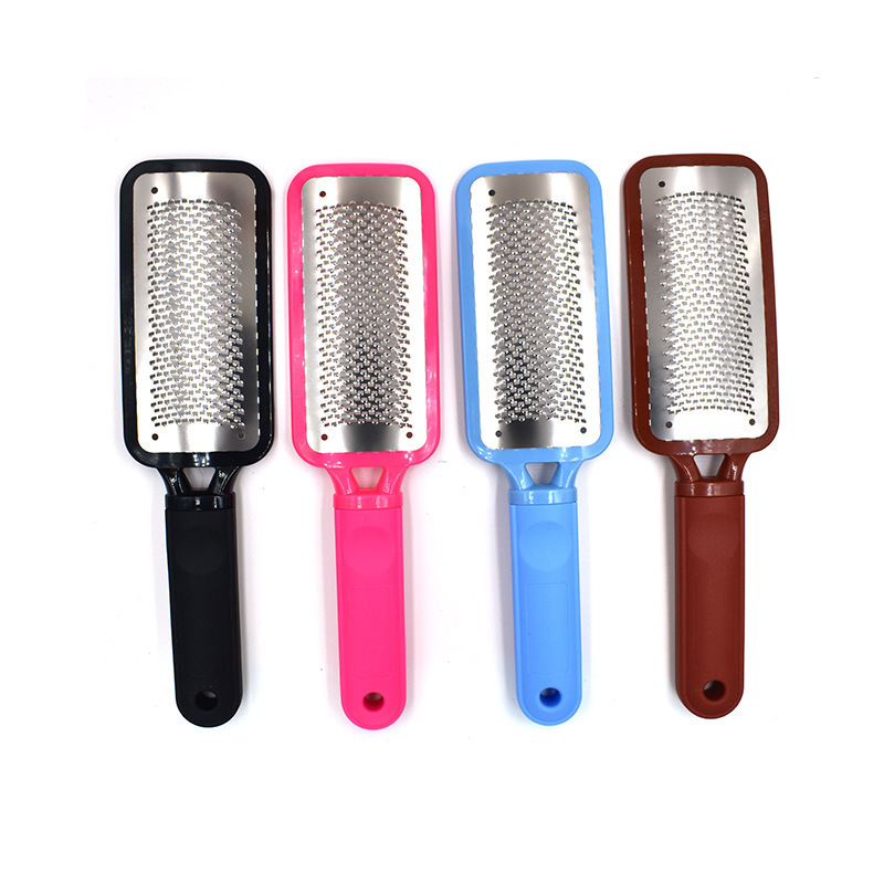 Plastic Handle Scrubber Shower Exfoliating Double sided stainless steel Foot file Skin Care Bath Shower Massage Brush