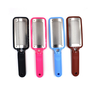 Plastic Handle Scrubber Shower Exfoliating Double sided stainless steel Foot file Skin Care Bath Shower Massage Brush