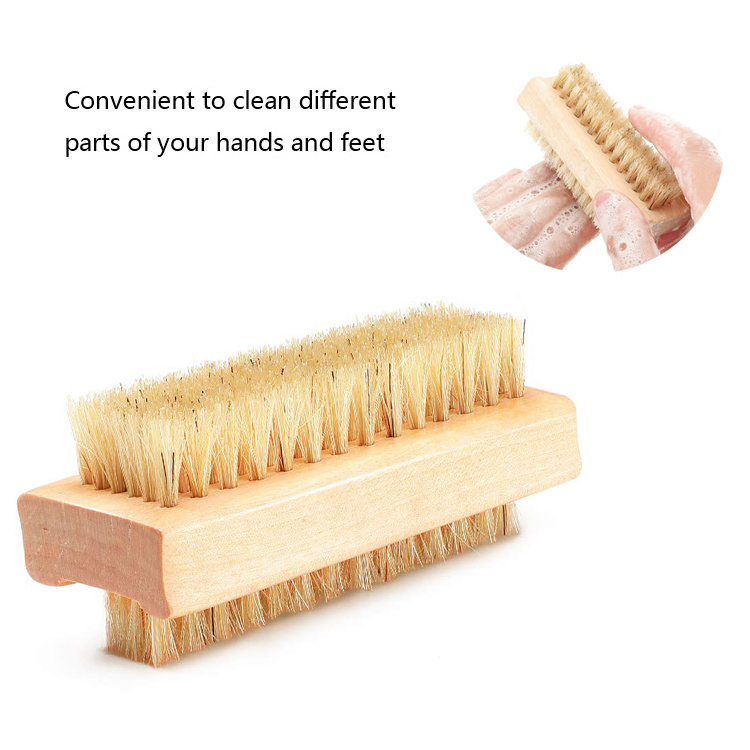 Nail Art Trimming Bristle Brush Wooden Double Sided Handle Nylon Bristle Manicure Pedicure Scrubbing Nail Bath Brush