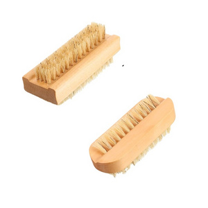 Nail Art Trimming Bristle Brush Wooden Double Sided Handle Nylon Bristle Manicure Pedicure Scrubbing Nail Bath Brush