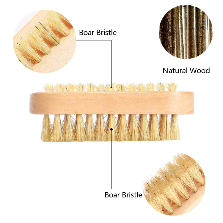 Nail Art Trimming Bristle Brush Wooden Double Sided Handle Nylon Bristle Manicure Pedicure Scrubbing Nail Bath Brush