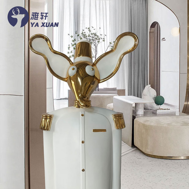 Customized creative hotel welcome decoration, floor to ceiling resin statue, cartoon elephant, fiberglass sculpture