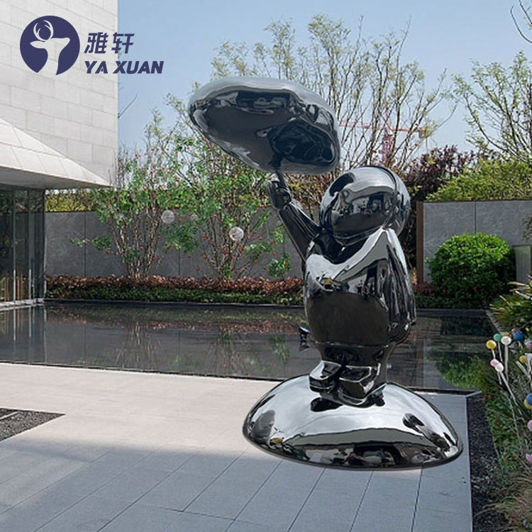 Customized Modern Cartoon Garden Decoration Metal Abstract Cloud Man Stainless Steel Sculpture