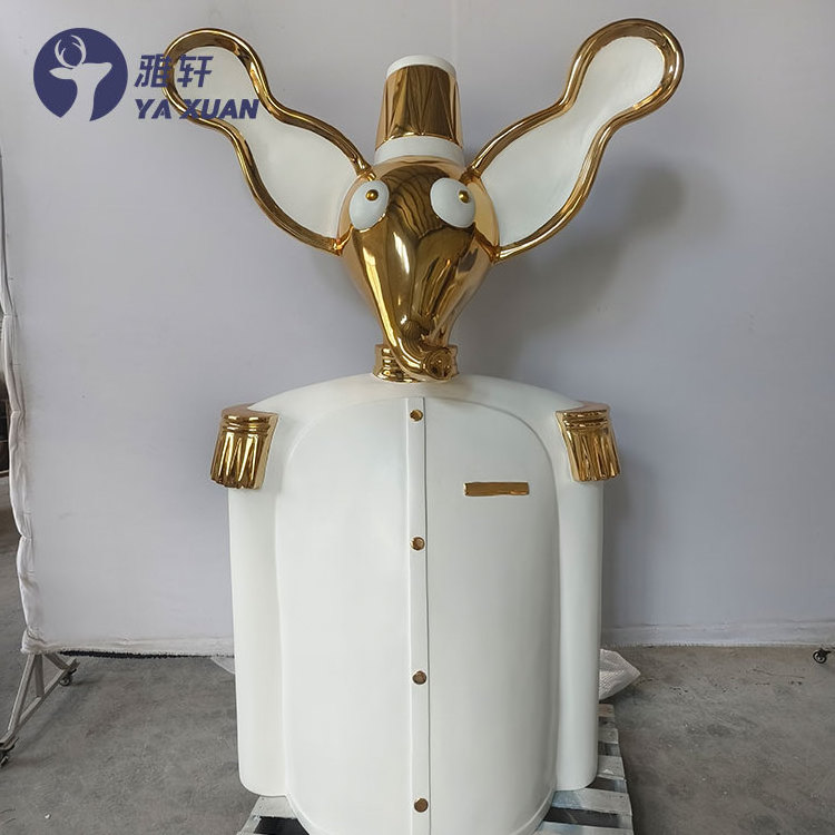 Customized creative hotel welcome decoration, floor to ceiling resin statue, cartoon elephant, fiberglass sculpture