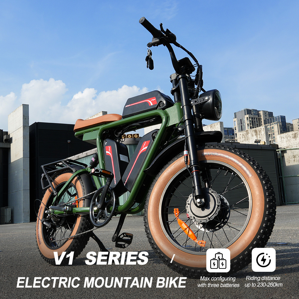 20 Inch Electric Fatbike Electric Fat Bicycles Dual Motor Fat Tire 52V 66Ah Yolin Triple Battery Ebike 2000w Electric Bike