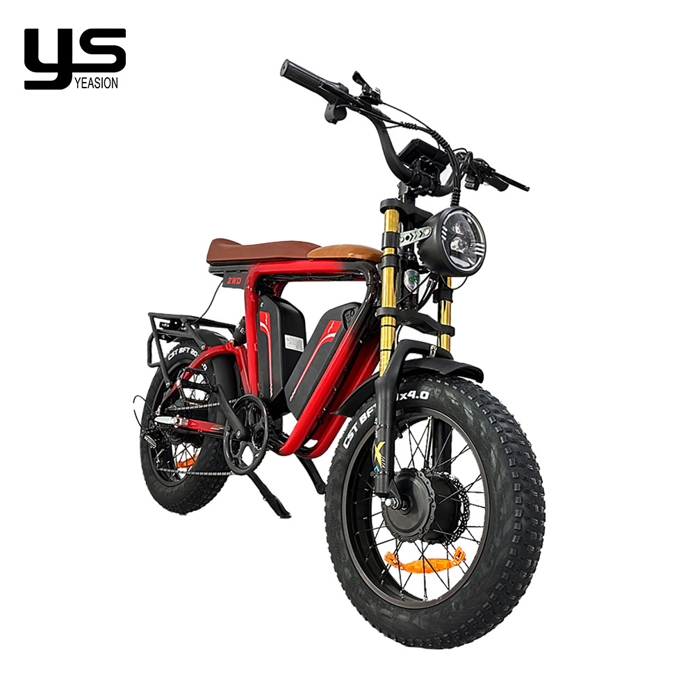 2000w electric bike dual motor 52v dual 22ah lithium battery super73 fat tire full suspension hydraulic disc break off road bike